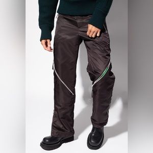 Nylon Gabardine Zipped Pocket Pants in Black / Green
